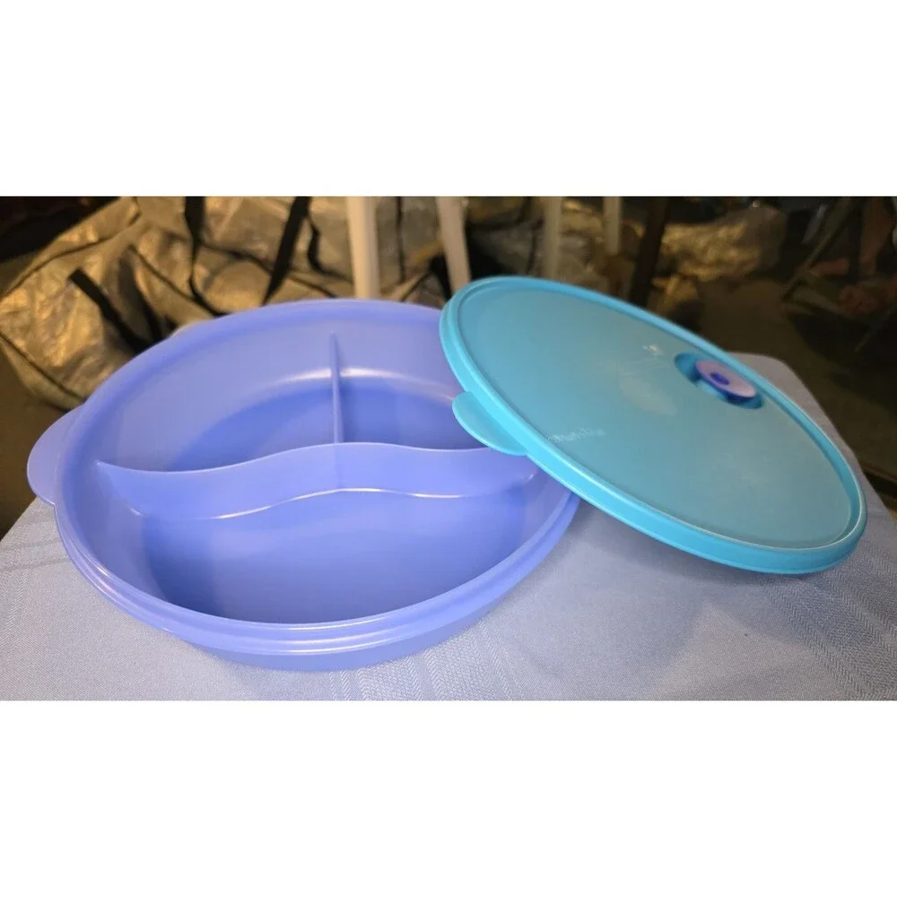 Tupperware CrystalWave Divided Microwave Dish 3284C-1 Vented Lid 10